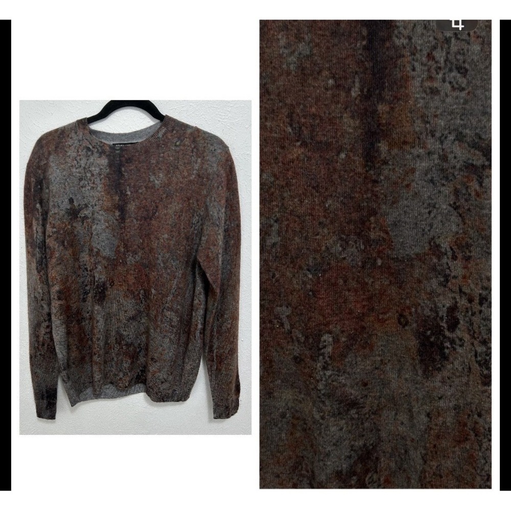 Autumn Cashmere Rust Inspired Abstract Print Sweater Creek Size M Modern Luxury